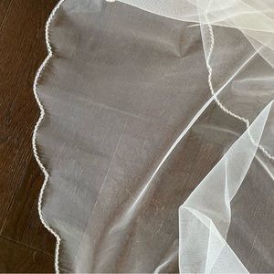 Floor length veil- scallop edge, beaded